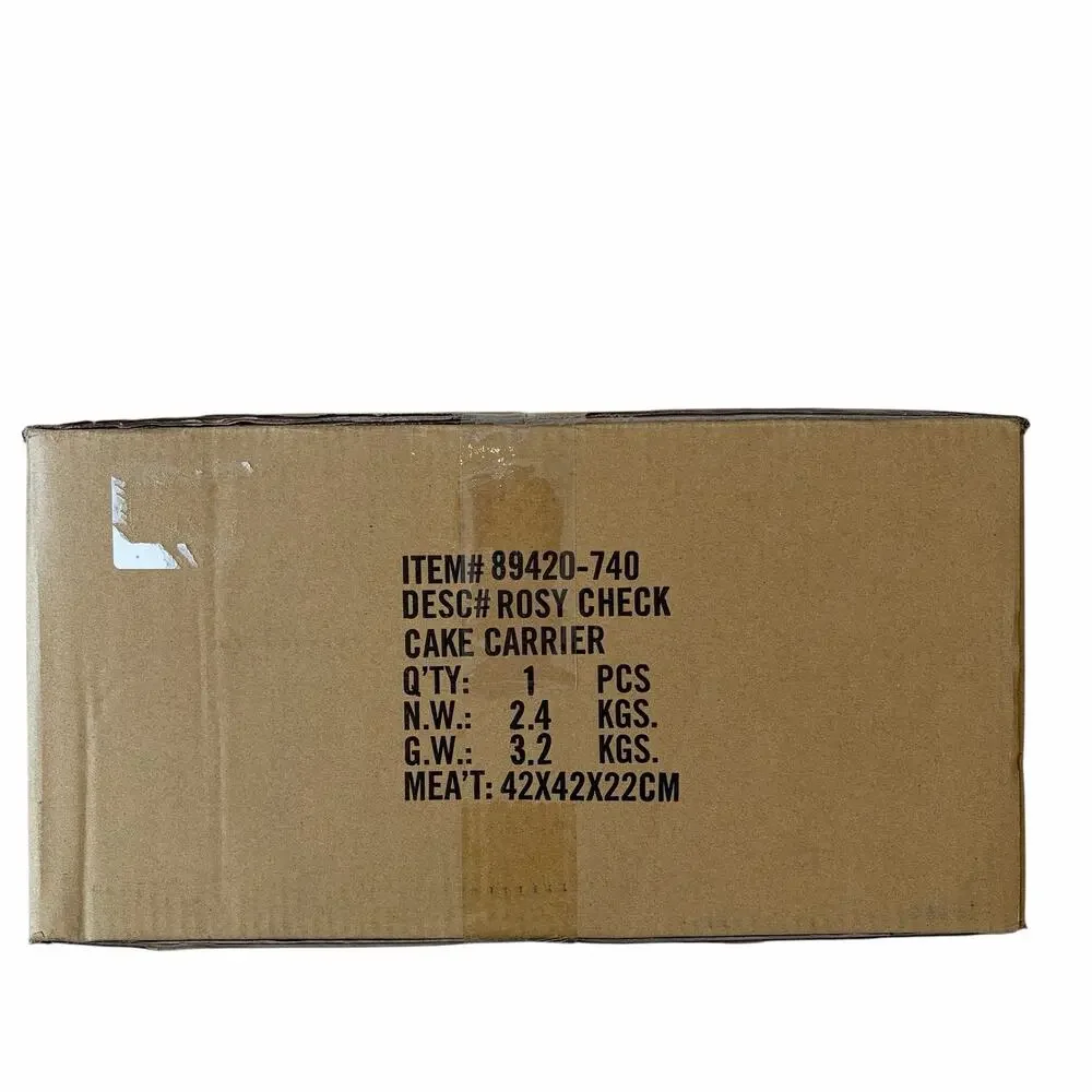 NEW MacKenzie-Childs Rosy Check Cake Carrier in Original Box